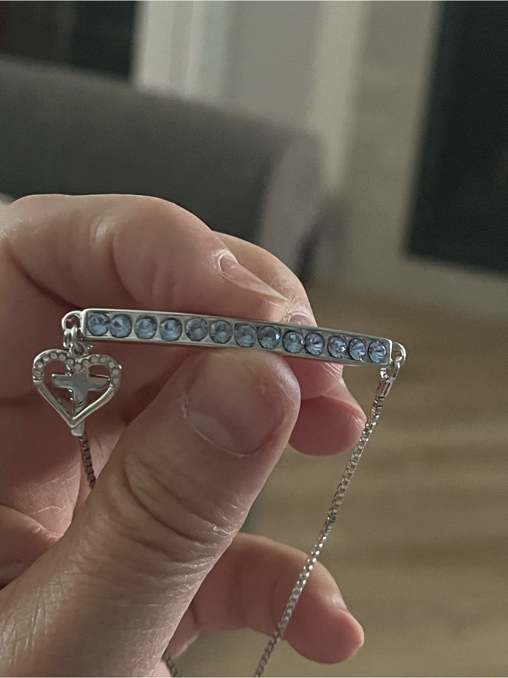 New Brilliance Crystal Heart & Cross Bar Adjustable Bracelet - Picture 9 of 9